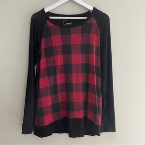 5/$25 SONOMA Buffalo Plaid Lightweight Sweater - Red Black Size Large